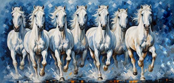 Seven White Horses Vastu Painting for Gains & Profit in the West